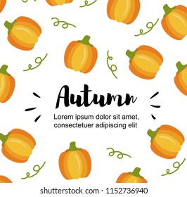 Cartoon cute pumpkin on white background. Flat vector illustration.