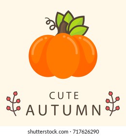 cartoon cute pumpkin with text vector