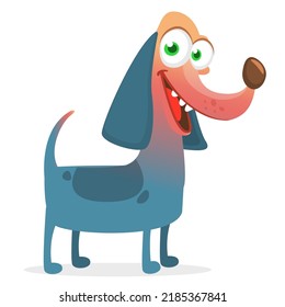 Cartoon Cute Purebred Dachshund Dog mascot. Vector Illustration isolated on white background