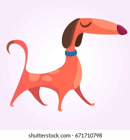 Cartoon Cute Purebred Dachshund icon. Vector Illustration isolated on white background