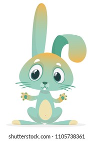 Cartoon cute rabbit with big ears. Forest animals. Vector illustration