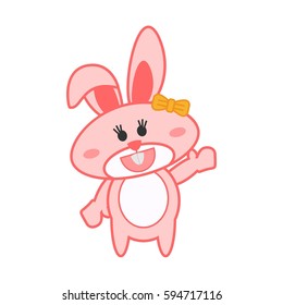Cartoon cute rabbit character, Rabbit cartoon isolated in white background