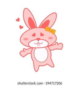 Cartoon cute rabbit character, Rabbit cartoon isolated in white background