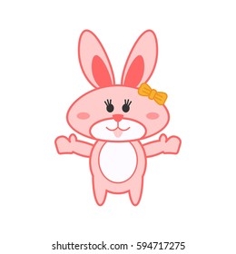Cartoon cute rabbit character, Rabbit cartoon isolated in white background