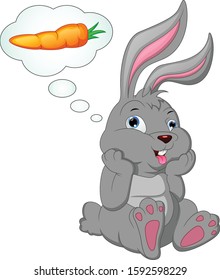 Cartoon cute rabbit dream of carrot