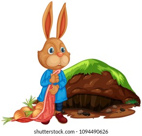 A Cartoon Cute Rabbit Farming  illustration