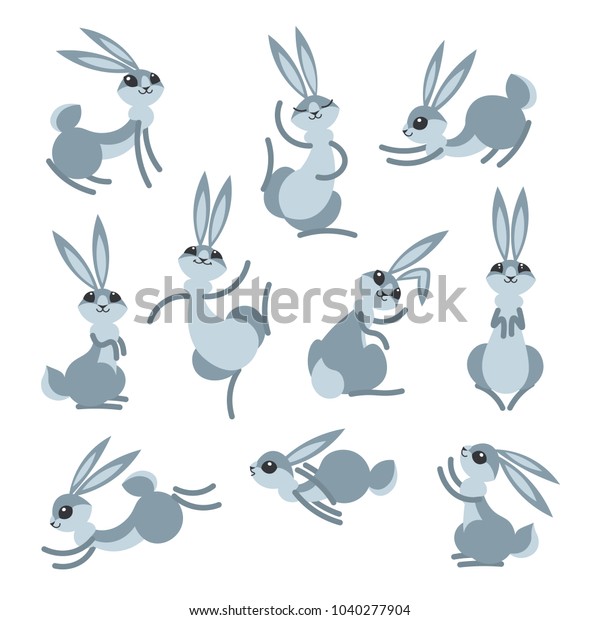 Cartoon Cute Rabbit Hare Little Funny Stock Vector Royalty Free 1040277904