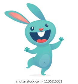 Cartoon cute rabbit  hoppig. Forest animals. Vector illustration