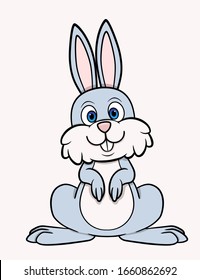 Cartoon cute rabbit. Isolated on a white background. stock illustration vector