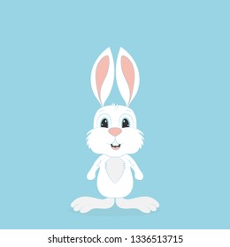 Cartoon cute rabbit posing. White easter rabbit. Easter Bunny.