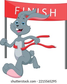 cartoon cute rabbit running race winner