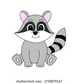 Cartoon Cute Raccoon Vector Illustration Children Stock Vector (Royalty ...