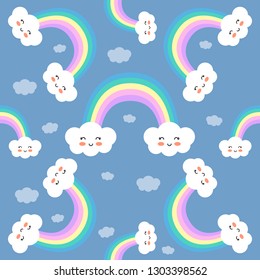 Cartoon cute rainbow seamless pattern