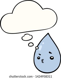 dibujos animados lindo raindrop con burbuja de pensamiento