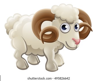 A cartoon cute ram farm animal character