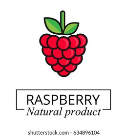 cartoon cute raspberry label