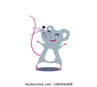 Cartoon cute rat in simple flat style. Vector illustration,