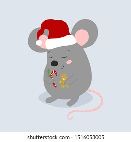 Cartoon cute rat, symbol of 2020 year. Chinese New Year. Vector illustration.