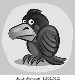 Cartoon cute Raven vector illustration 