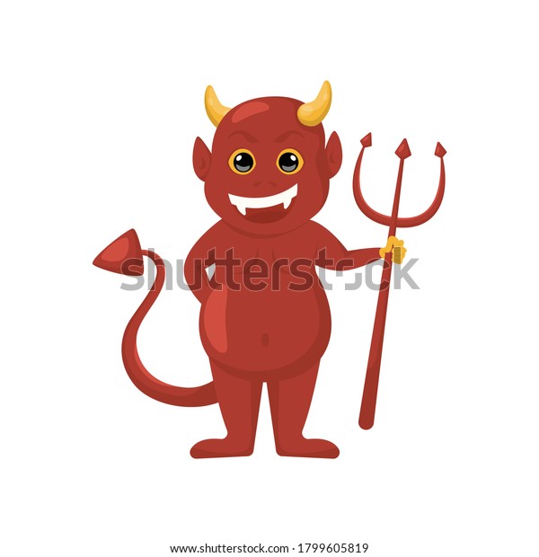 Cartoon Cute Red Devil Hell Demon Stock Vector (Royalty Free ...