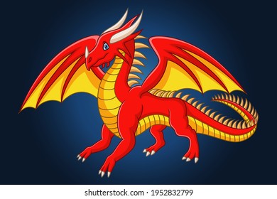 Cartoon Cute Red Dragon Vector Illustration Stock Vector (Royalty Free ...