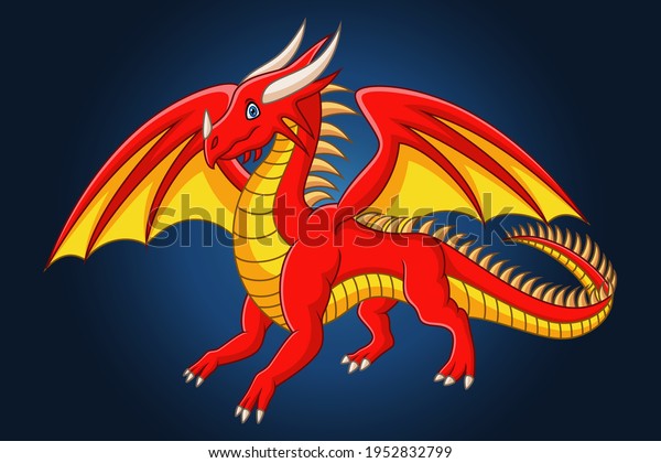 Cartoon Cute Red Dragon Vector Illustration Stock Vector (royalty Free 