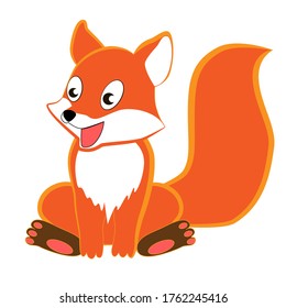 Cartoon and cute red fox isolated white background.