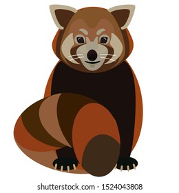 Cartoon cute red panda with long tail. Isolated on white vector illustration.