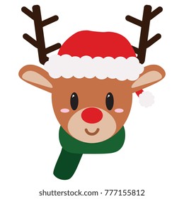 Cartoon cute reeindeer isolated