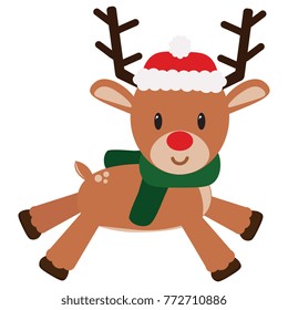 Cartoon cute reindeer isolated