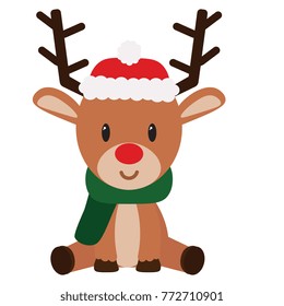 Cartoon cute reindeer isolated