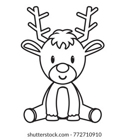 Cartoon cute reindeer isolated