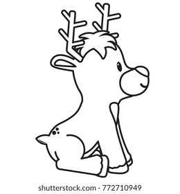 Cartoon cute reindeer isolated