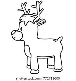 Cartoon cute reindeer isolated