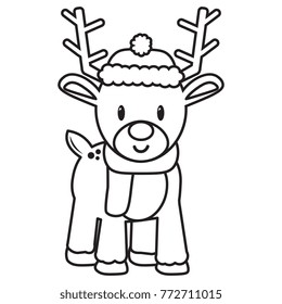Cartoon cute reindeer isolated