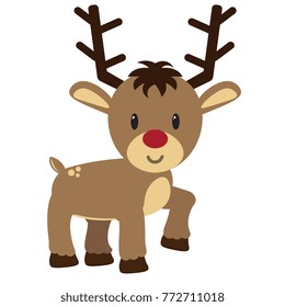Cartoon cute reindeer isolated