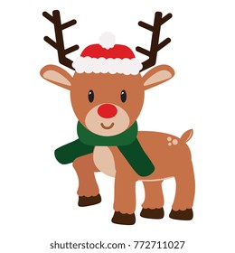 Cartoon cute reindeer isolated