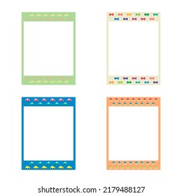 Cartoon cute retro instant photo frame set. Modern design collection. Design element with different pattern. Isolated on white background, flat design, vector, illustration, EPS10