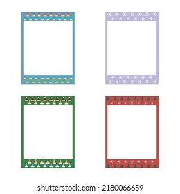 Cartoon cute retro instant photo frame set. Modern design collection. Design element with different pattern. Isolated on white background, flat design, vector, illustration, EPS10