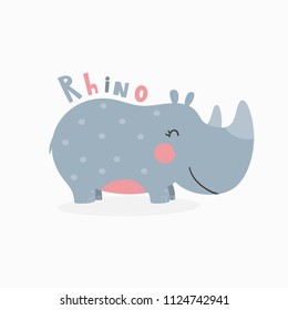 Cartoon cute rhino. 
