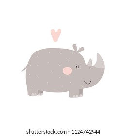 Cartoon cute rhino. 