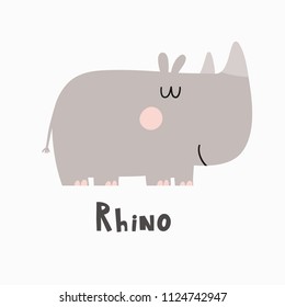 Cartoon cute rhino. 