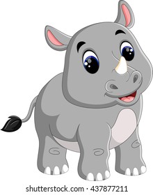 Cartoon cute rhino sitting