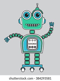 Cartoon cute robot. Colorful Toy. Vector character