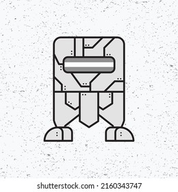 Cartoon cute robot droid vector icon illustration in grey basic color. Premium flat vector isolated. Suitable for icons, poster, banner, stickers, video games and graphic elements.