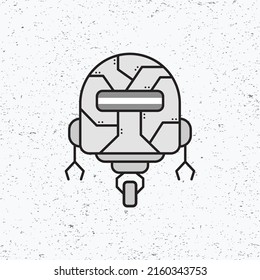 Cartoon cute robot droid vector icon illustration in grey basic color. Premium flat vector isolated. Suitable for icons, poster, banner, stickers, video games and graphic elements.
