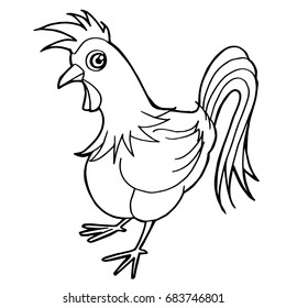 Cartoon Cute Rooster Coloring Page Vector Stock Vector (Royalty Free ...