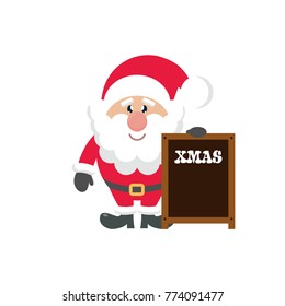 cartoon cute santa claus with board
