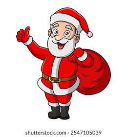 Cartoon cute santa claus with gift