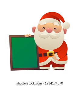Cartoon cute Santa Claus with message board isolated vector